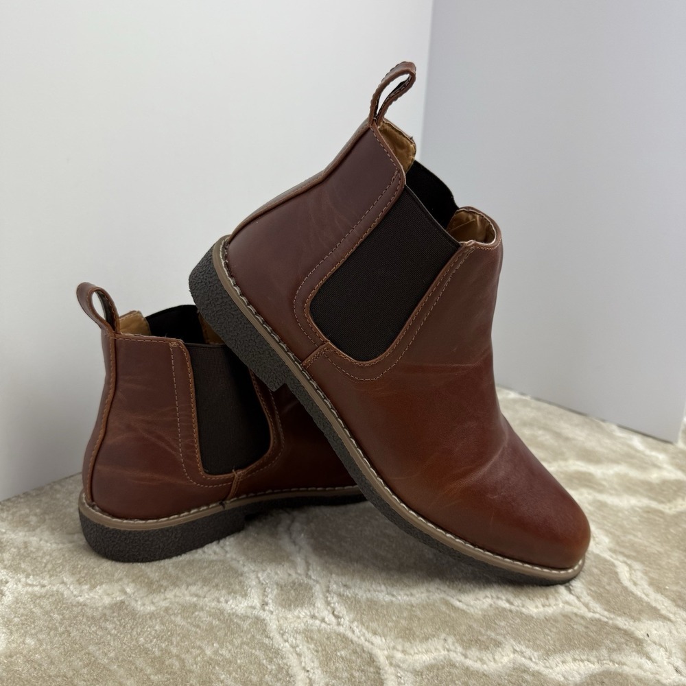 Deer Stags Men Rockland Faux Leather Chelsea Boots Size 7M Brown Memory Foam EUC